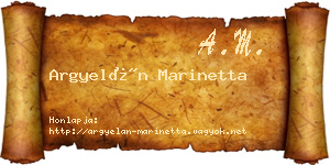 Argyelán Marinetta névjegykártya